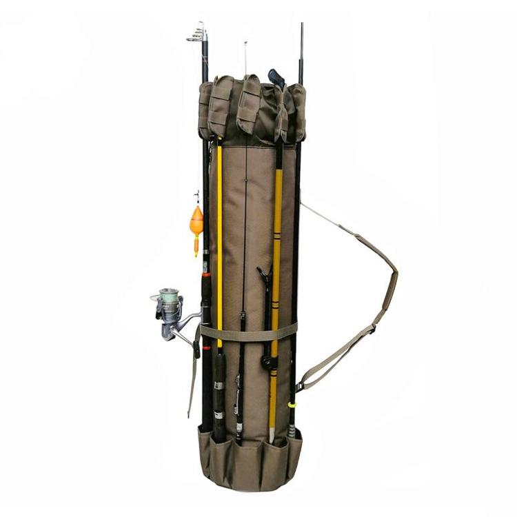 Multifunctional Fishing Rod Bag Fishing Tackle Bag Fishing Supplies, Size: 123x34cm(Brown)