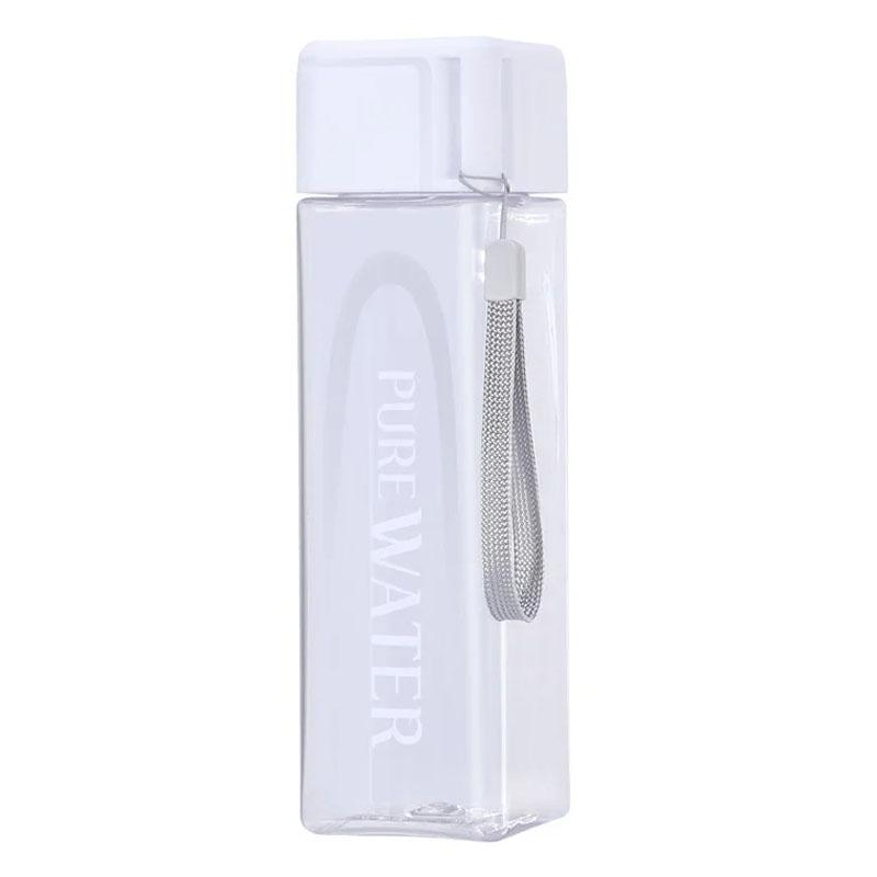 500ml Simple Square Mug Portable Leak-Proof Plastic Cup Sports Camping Bottle(White)