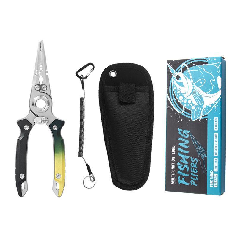Multifunctional Lure Pliers Stainless Steel Fishing Pliers Line Cutters(Yellow)