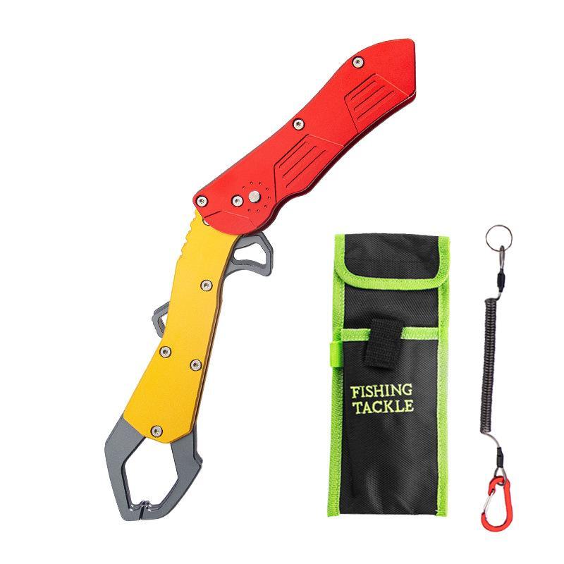 Portable Lure Fishing Pliers Extended Foldable Fish- Gripping Tool(Red)
